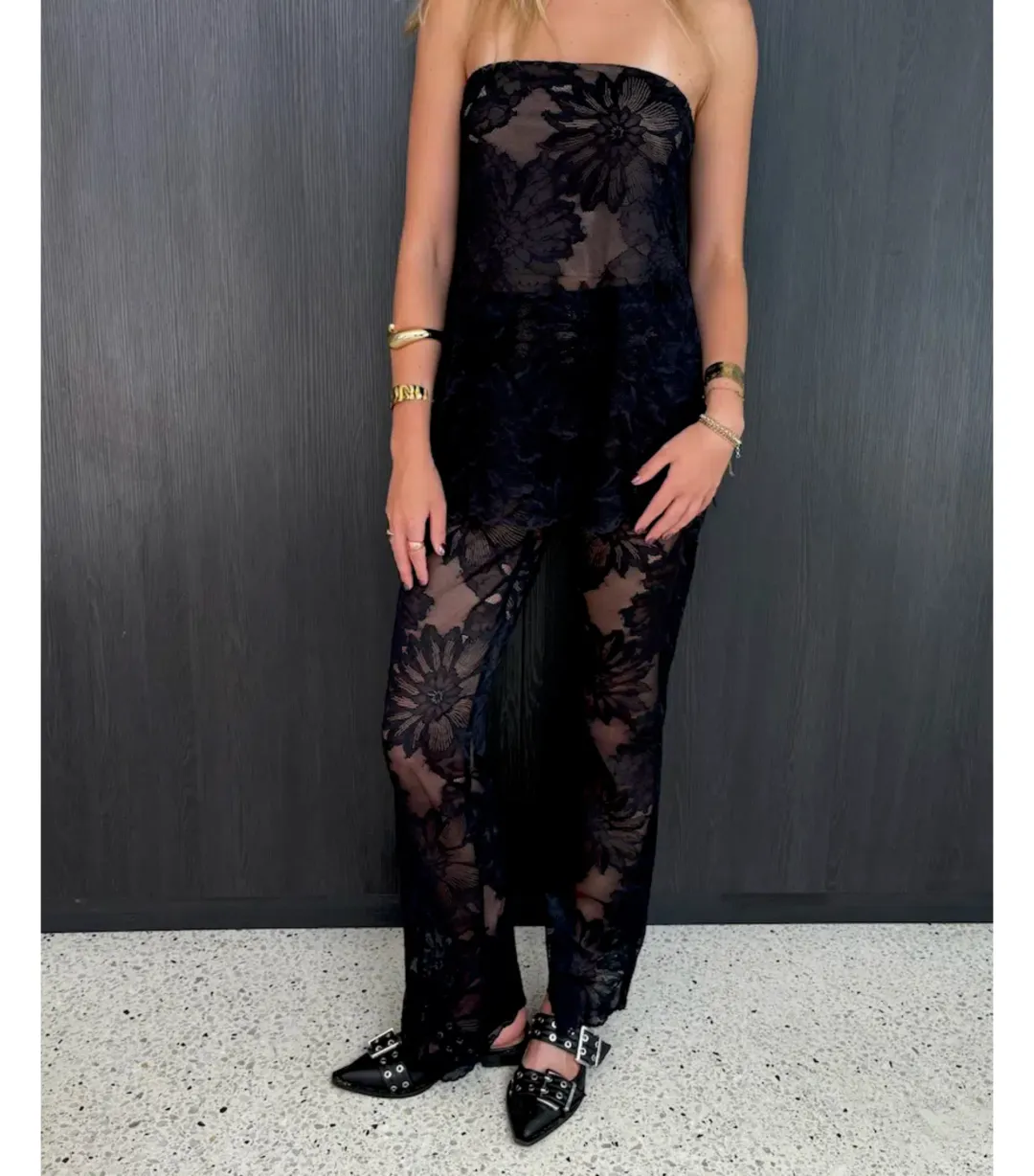 Viktoria And Woods Evoke Lace Top and Set Black Size AU 8 for rent on The Volte - main image
