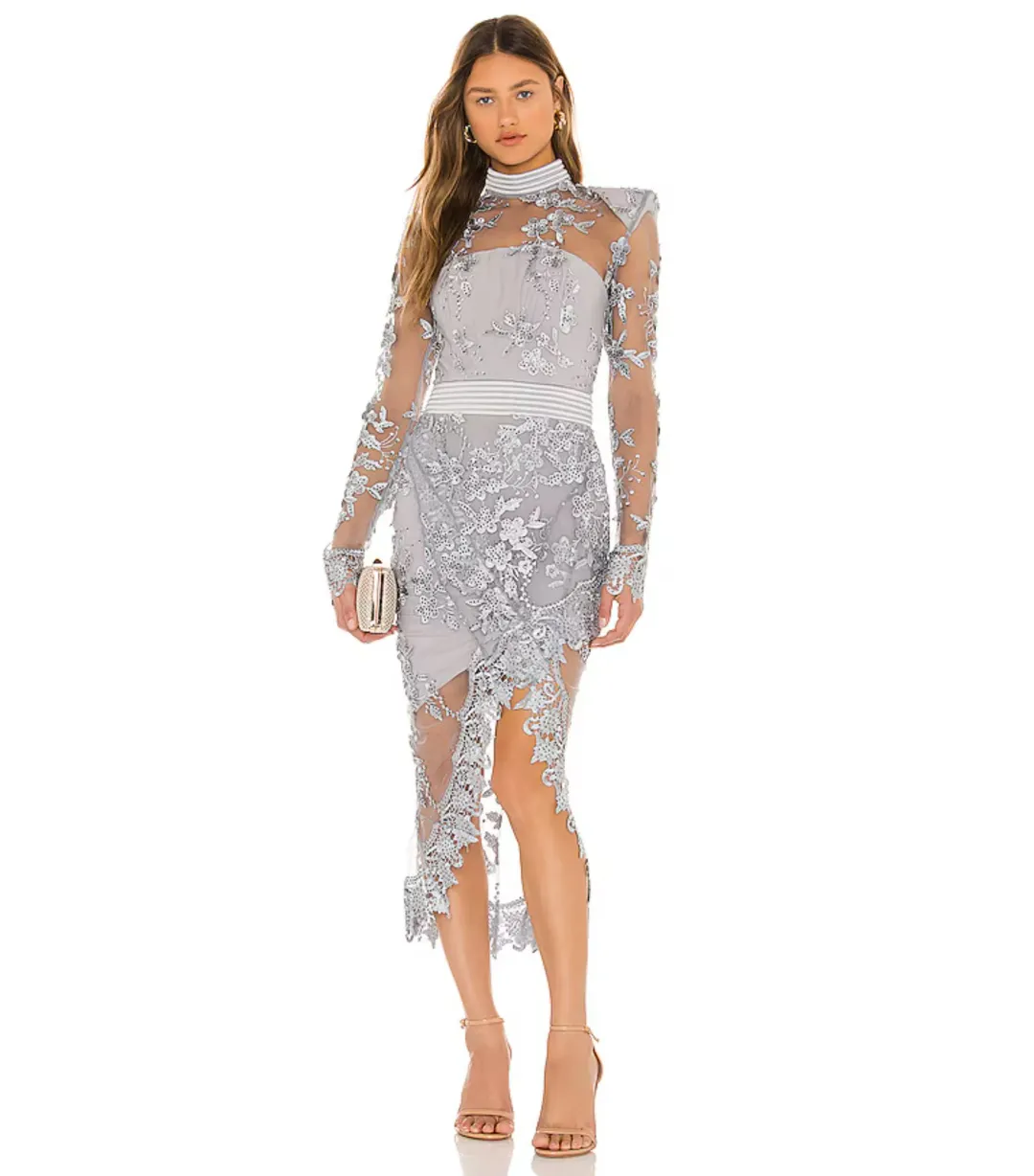 Zhivago Poison Gown Midi Dress in Dove Size AU 12  for rent on The Volte - main image