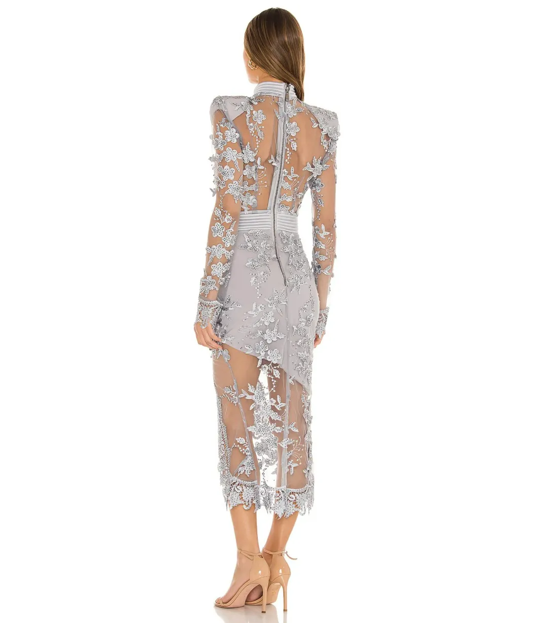 Zhivago Poison Gown Midi Dress in Dove Size AU 12  for rent on The Volte - main image