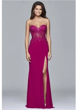 Faviana Sweetheart Strapless Sweetheart Illusion Prom Dress Berry Size 0 / AU 6 for rent on The Volte - image 1