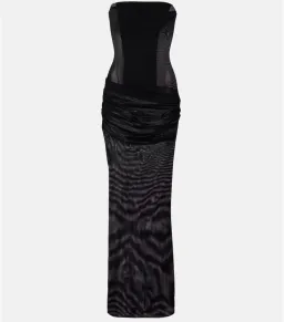 Alex Perry Sheer Strapless Corset Maxi Dress in Black Size AU 8 | Evening, Gala & Black Tie Dress for rent on The Volte - image 4