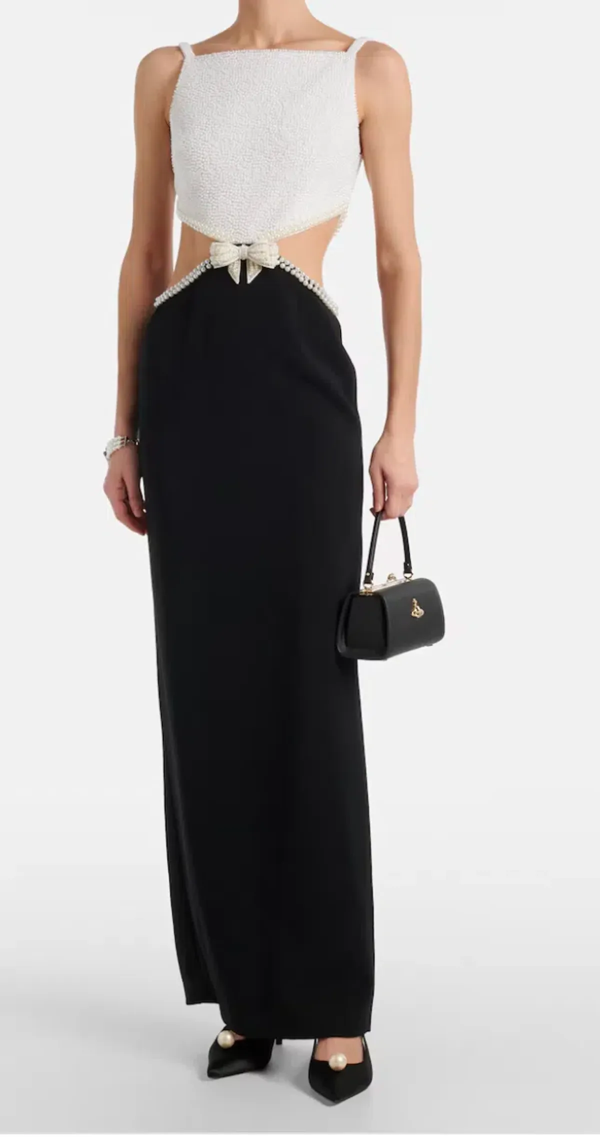 Self Portrait Faux Pearl Cutout Crepe Gown  for rent on The Volte - main image