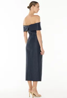 Manning Cartel Micro Weave Off Shoulder Dress Navy Size 12  for rent on The Volte - image 2