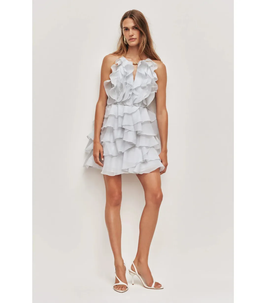 Aje Cleo Mini Dress Silver Blue Size 8 for rent on The Volte - main image