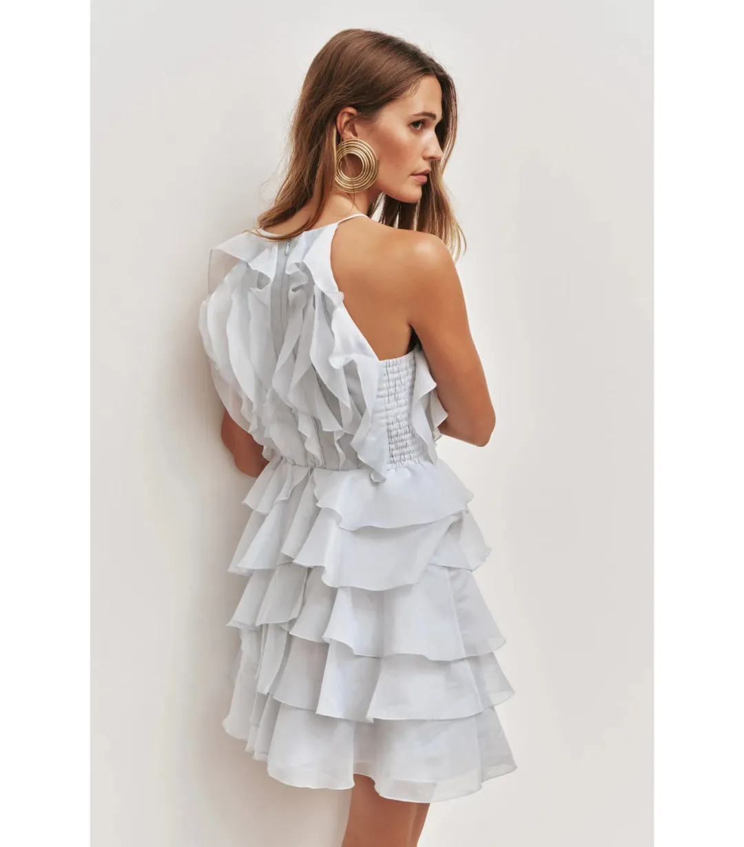 Aje Cleo Mini Dress Silver Blue Size 12 for rent on The Volte - main image