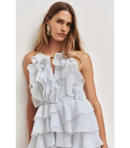Aje Cleo Mini Dress Silver Blue Size 12 for rent on The Volte - image 3