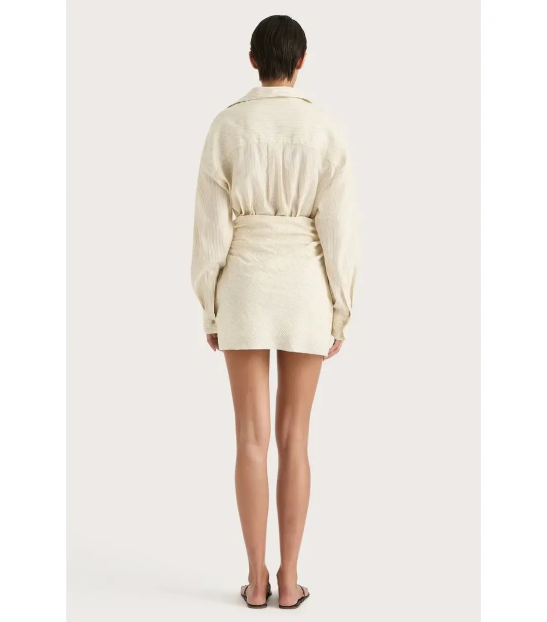 Faithfull Laria Pinstripe Mini Dress Neutral Size XS / AU 6 for rent on The Volte - main image
