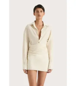 Faithfull Laria Pinstripe Mini Dress Neutral Size XS / AU 6 for rent on The Volte - image 2