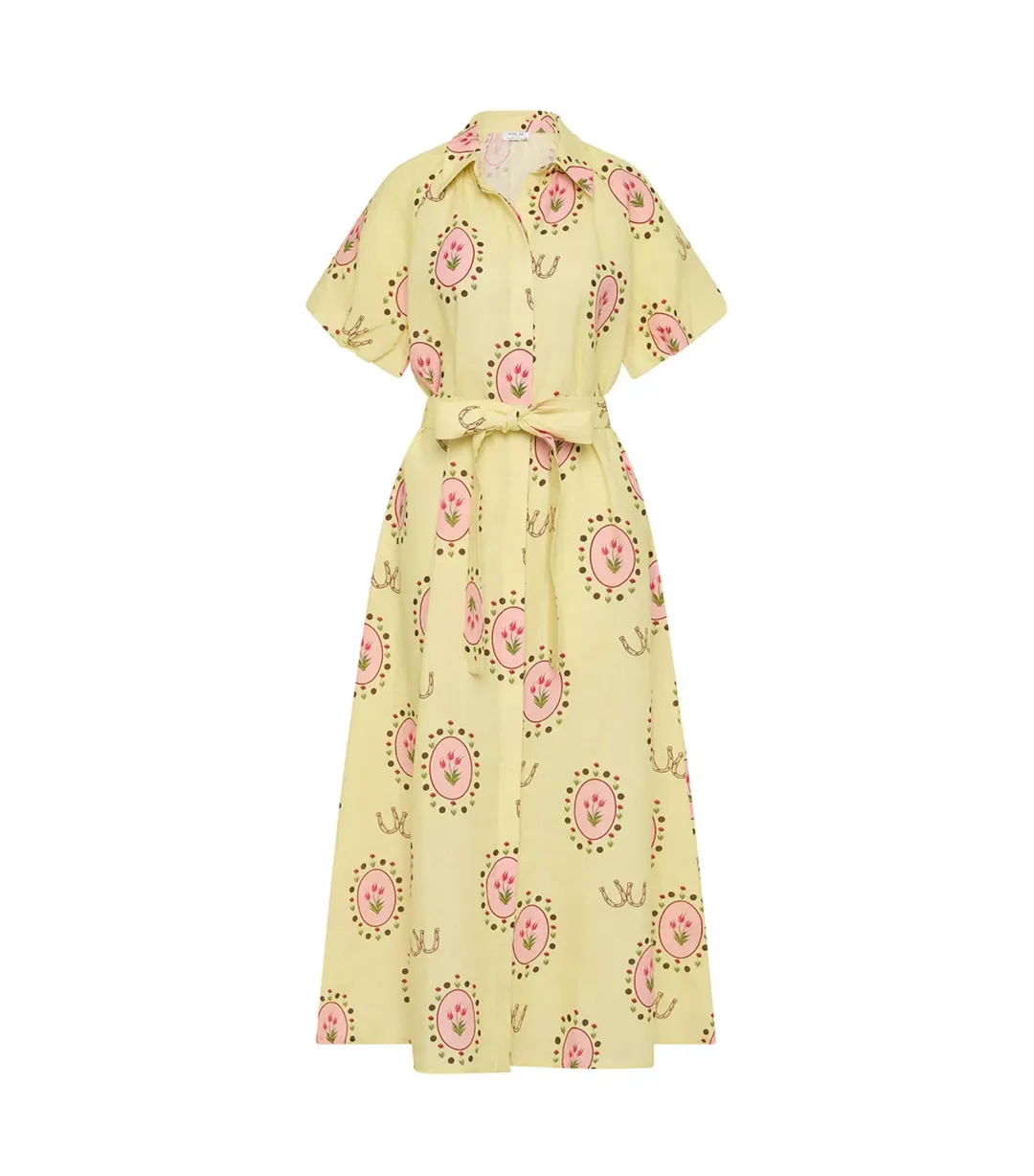 Palm Noosa Marla Maxi Dress in Savanna Tile Yellow Size AU 8 for rent on The Volte - main image