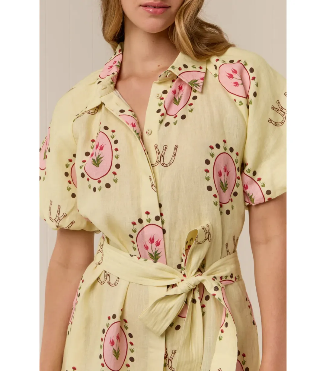 Palm Noosa Marla Maxi Dress in Savanna Tile Yellow Size AU 8 for rent on The Volte - main image