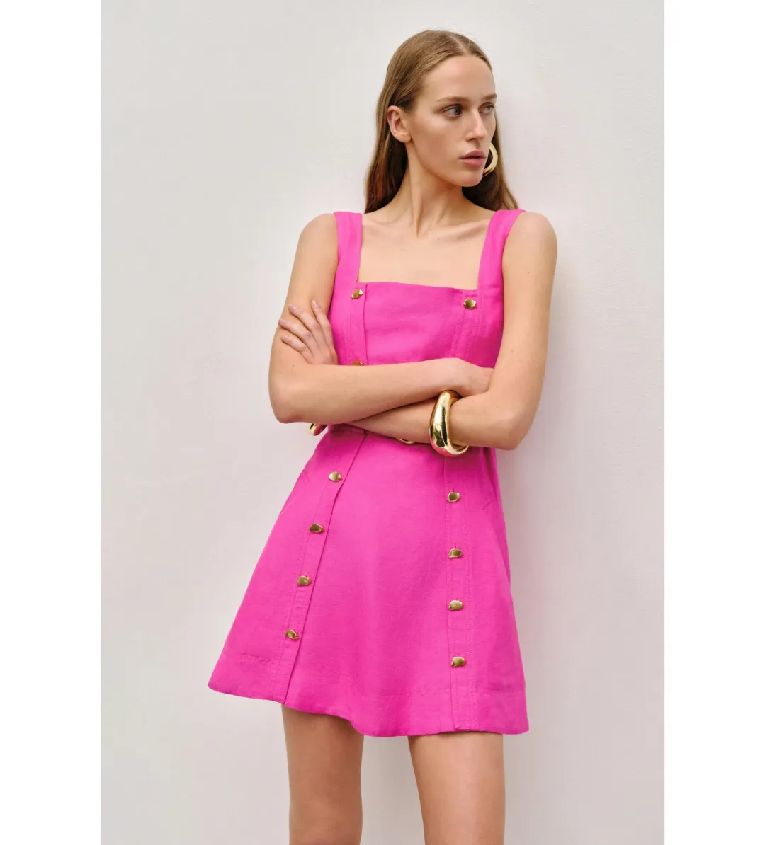 Aje Prisma Utility Mini Dress in Cerise Pink Size AU14 for rent on The Volte - main image
