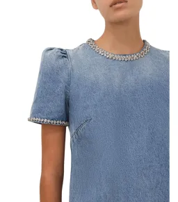 Zimmermann Crush Embellished Denim Mini Dress Blue Size 2 / AU 12 for rent on The Volte - image 3