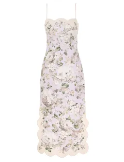 Zimmermann Acacia Scallop Midi Dress in Lilac Floral Size 0P / AU 6P for rent on The Volte - image 1
