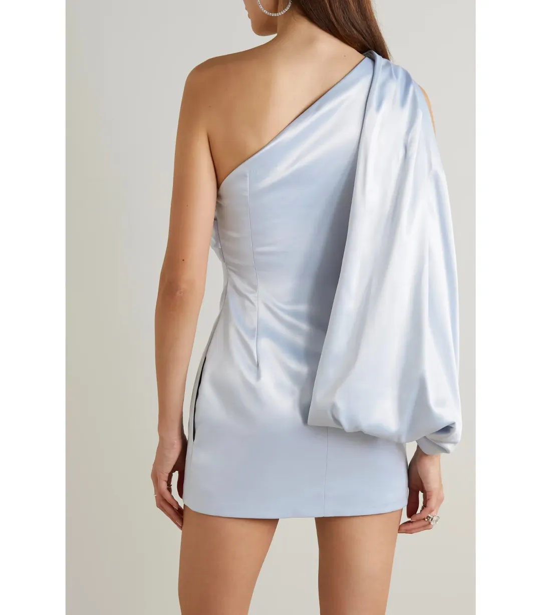 16arlington Blake One-shoulder Draped Satin Dress Ice Blue Size S / AU 8 for rent on The Volte - main image