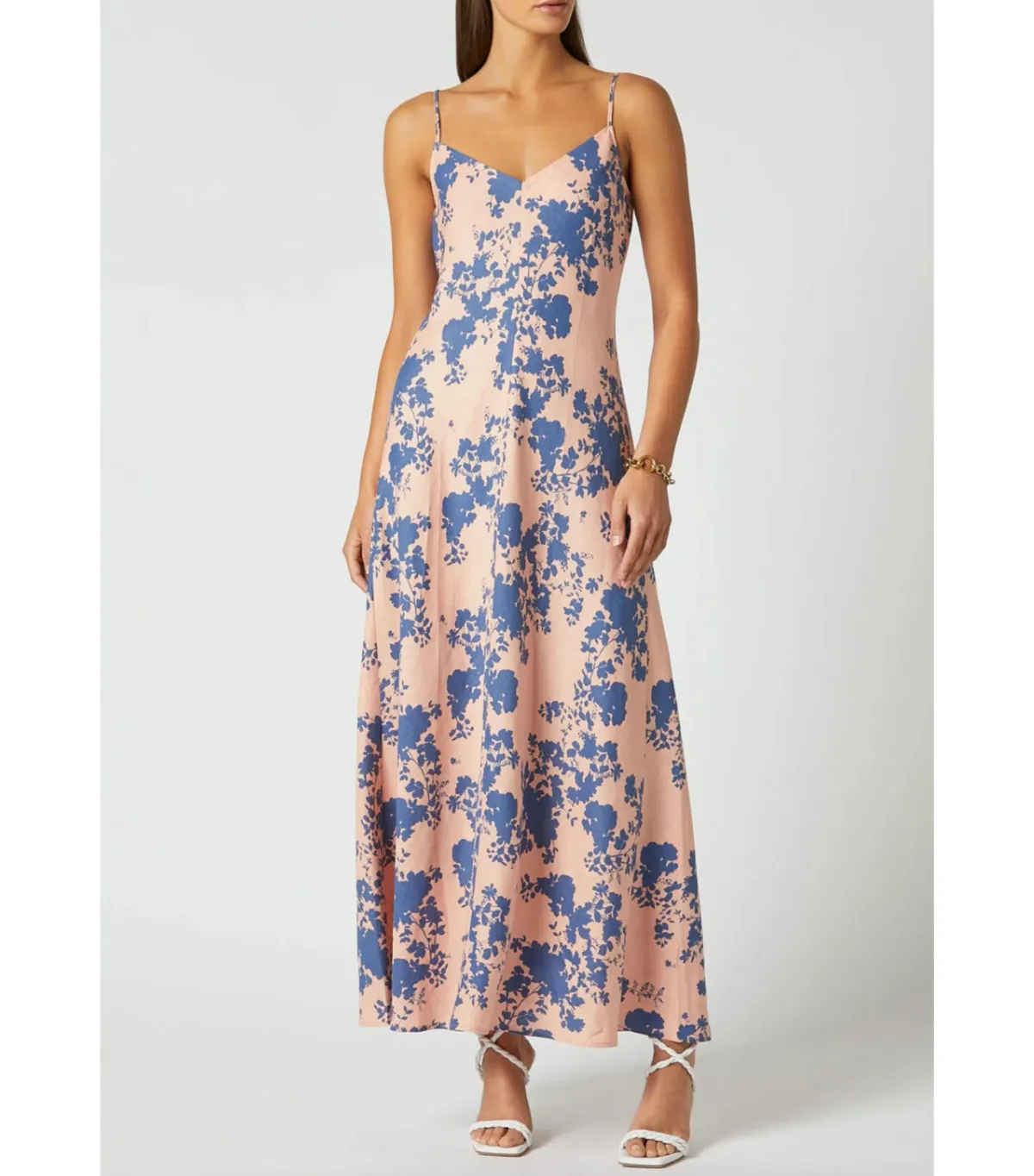Scanlan Theodore Linen Floral Slip Maxi Dress Coral Size AU 6 for rent on The Volte - main image