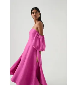 Aje Incarnation Midi Dress Magenta Size 10 for rent on The Volte - image 3