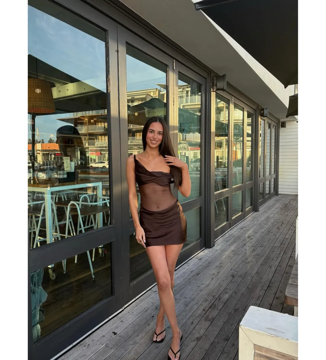 Natalie Rolt Elodie Mini Dress Espresso Size 2/AU 10 for rent on The Volte - main image