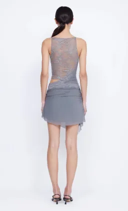Bec and bridge Amoras Mini Dress in Grey Mesh & Lace Size AU 8 for rent on The Volte - image 4