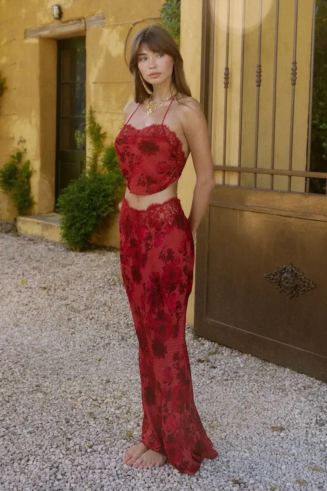 Bydee Aurelie Top and Fleurie Maxi Skirt Set in Rose Size XS/AU6 for rent on The Volte - main image