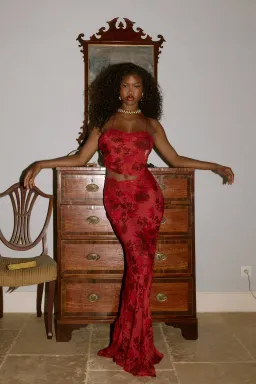 Bydee Aurelie Top and Fleurie Maxi Skirt Set in Rose Size XS/AU6 for rent on The Volte - image 14