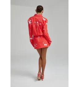Summi Summi Denim Mini Dress Red Dragon of Hearts Size XL AU 14 for rent on The Volte - image 2