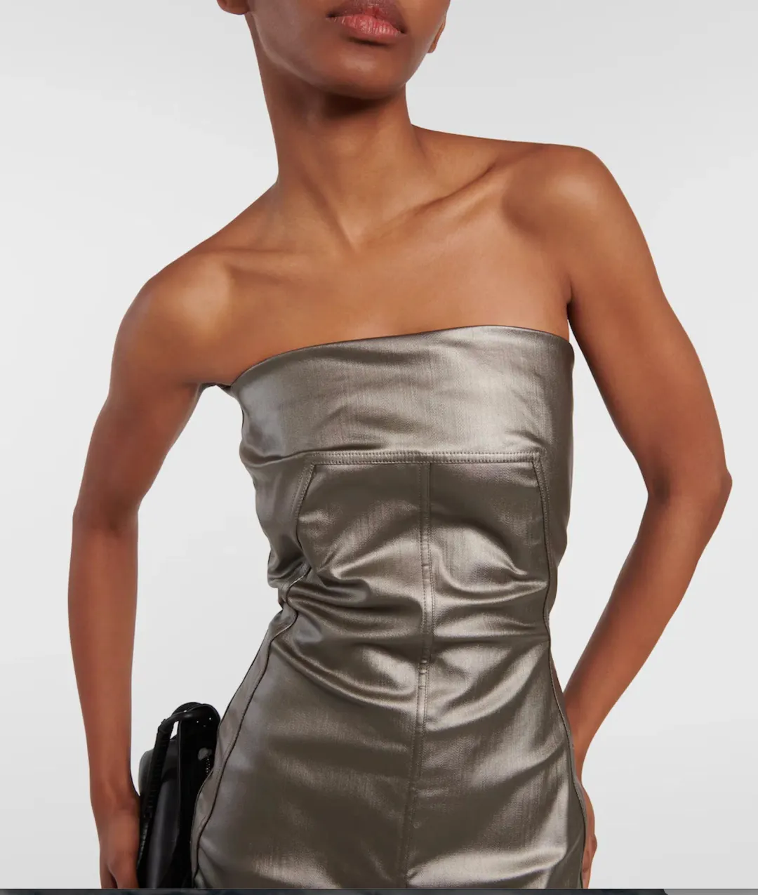 Rick Owens Lido Denim Bustier Gown Gun Metal Size 8  for rent on The Volte - main image