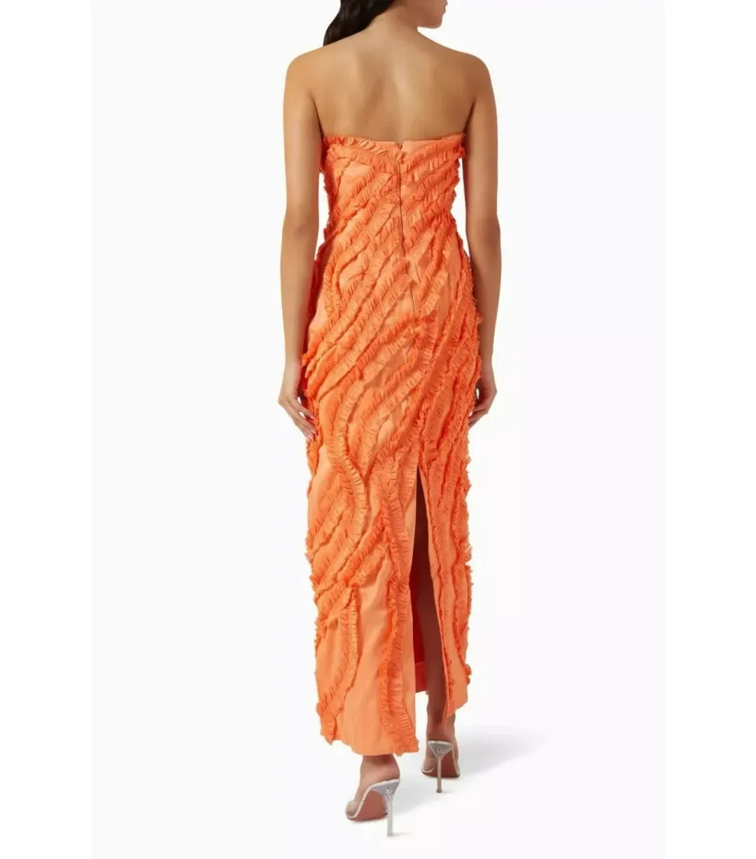 Aje Terrene Frill Maxi Dress Orange Size AU 14 for rent on The Volte - main image