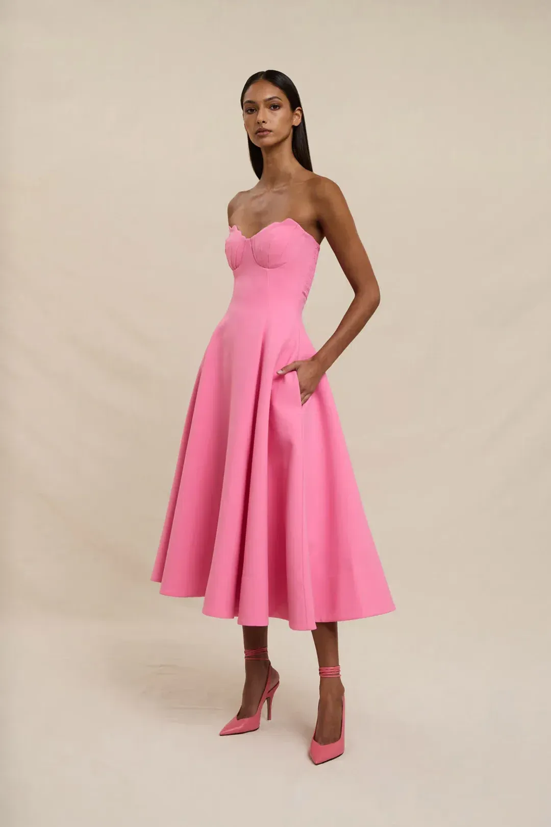 By Johnny Venus Shell Strapless Dress Pink Size AU 10 for rent on The Volte - main image