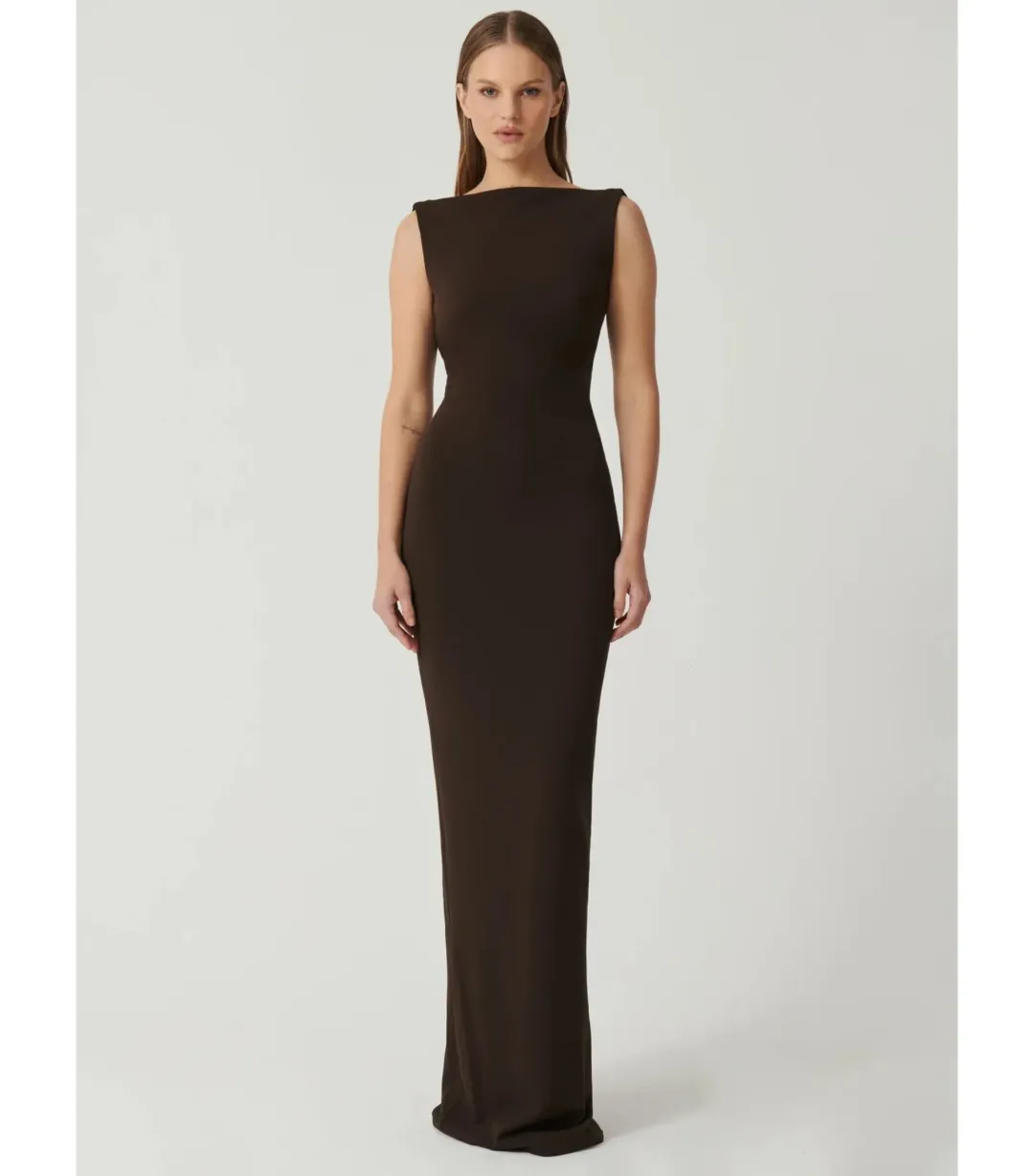 Effie Kats Verona Maxi Gown Coffee Brown Size M / AU 10 for rent on The Volte - main image