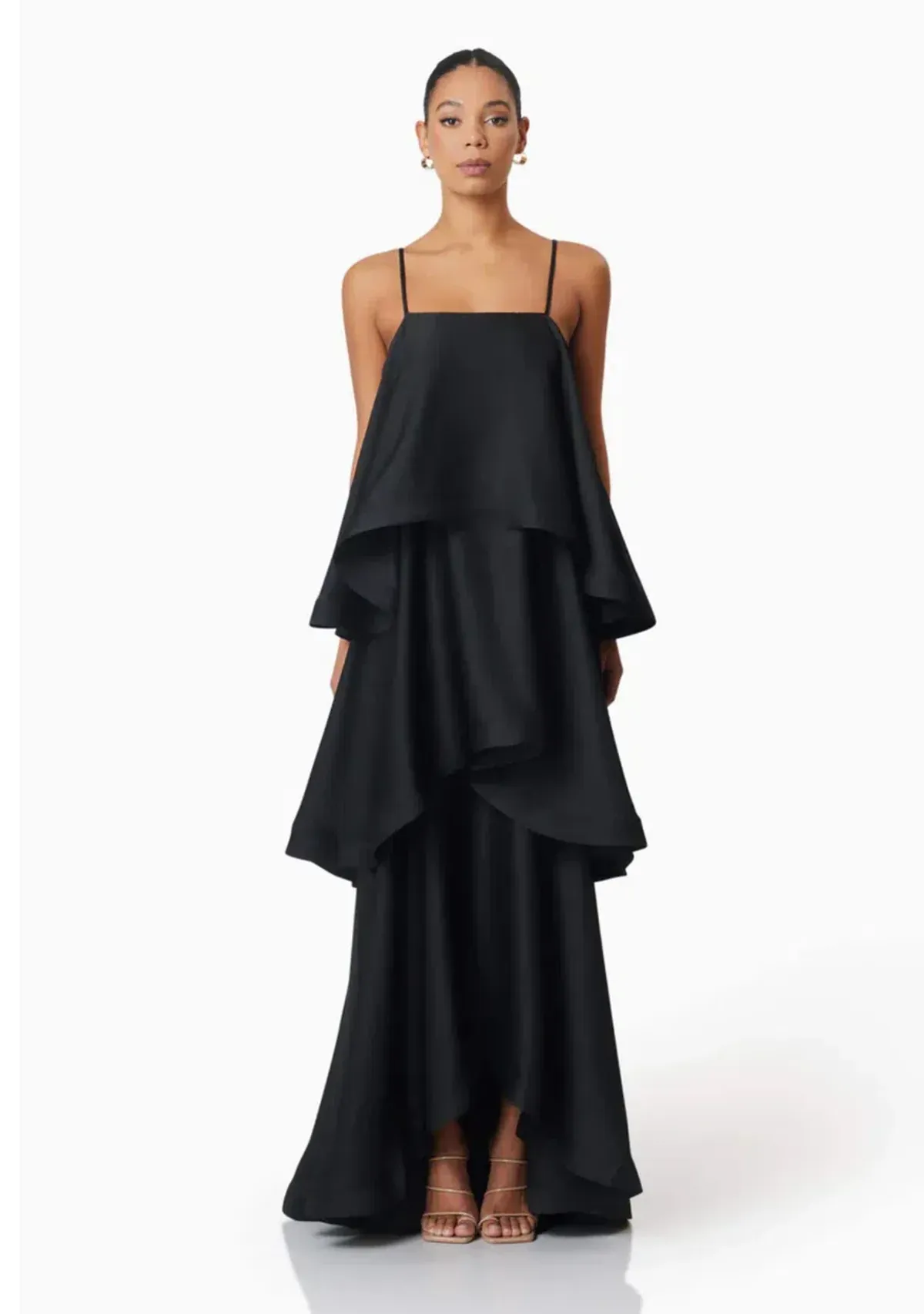 Elliatt Tilly Tiered Maxi Dress Black Size AU 12  for rent on The Volte - main image
