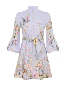 Zimmermann Rebellion Button Mini Dress Blue Aviary Size 2 AU 12  for rent on The Volte - image 1