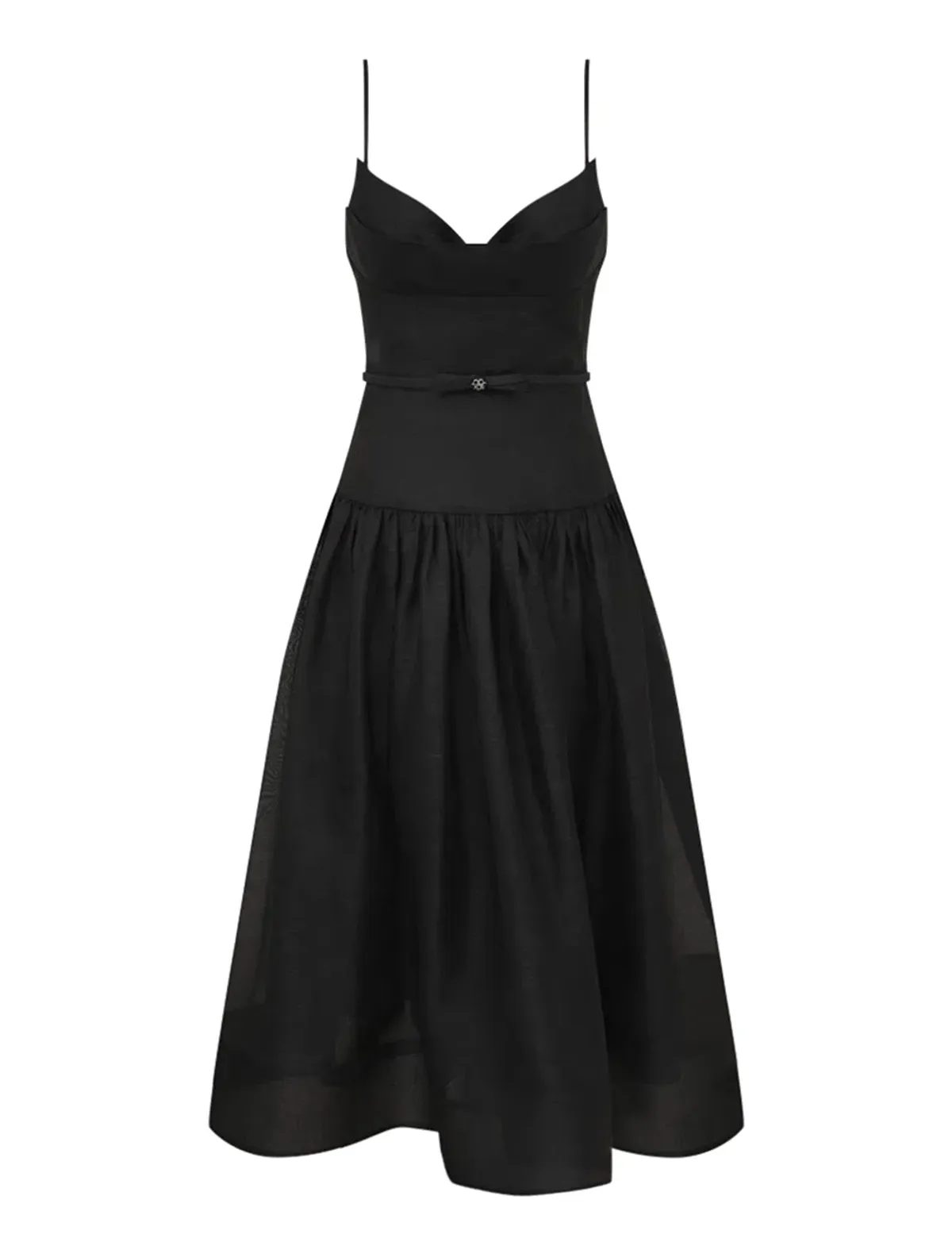 Zimmermann Rebellion Fitted Picnic Midi Dress Black Size 2 AU 12  for rent on The Volte - main image
