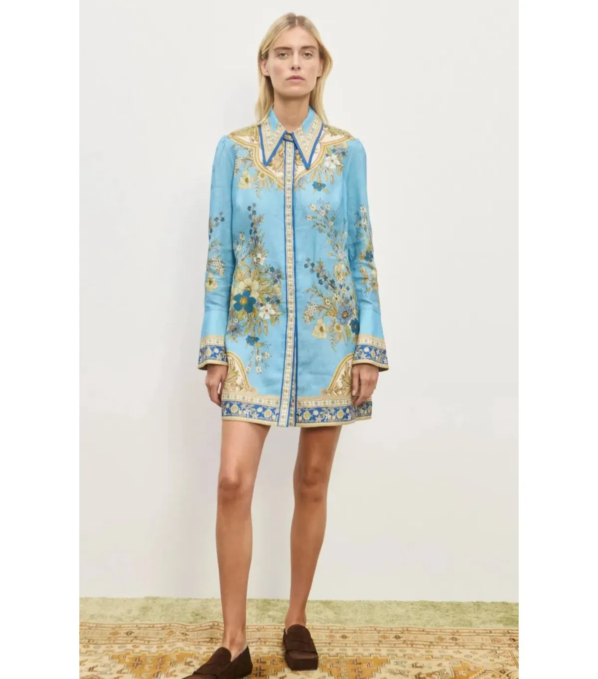 Alemais Cassie Mini Dress Blue Print Size AU 16 for rent on The Volte - main image