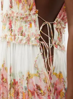 Zimmerman Mae Midi Dress in White and Pink Size 0P/ AU 6P for rent on The Volte - image 4