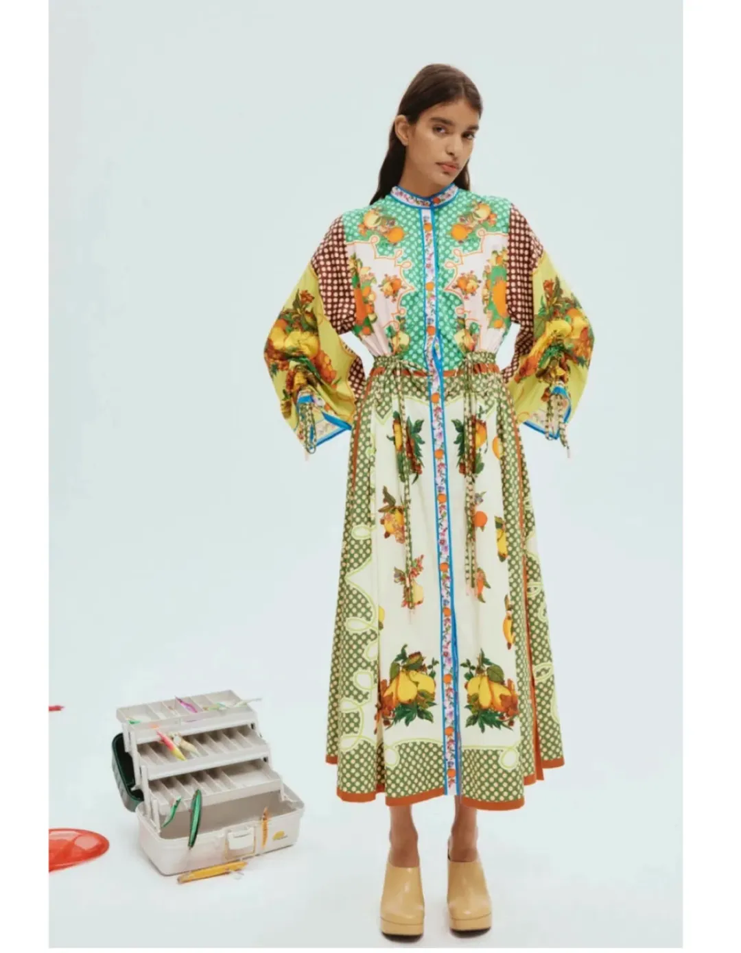  Alémais Lemonis Shirt Midi Dress in Print Size AU10 for rent on The Volte - main image