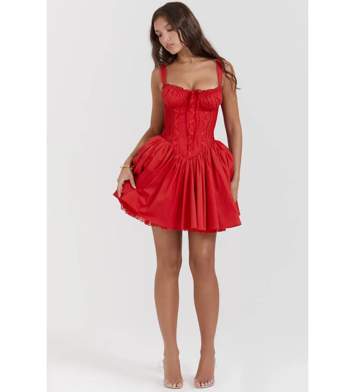 House Of CB Pietra Corset Mini Dress in Cherry Size AU10 for rent on The Volte - main image