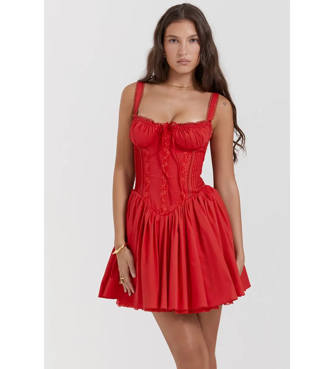 House Of CB Pietra Corset Mini Dress in Cherry Size AU10 for rent on The Volte - main image