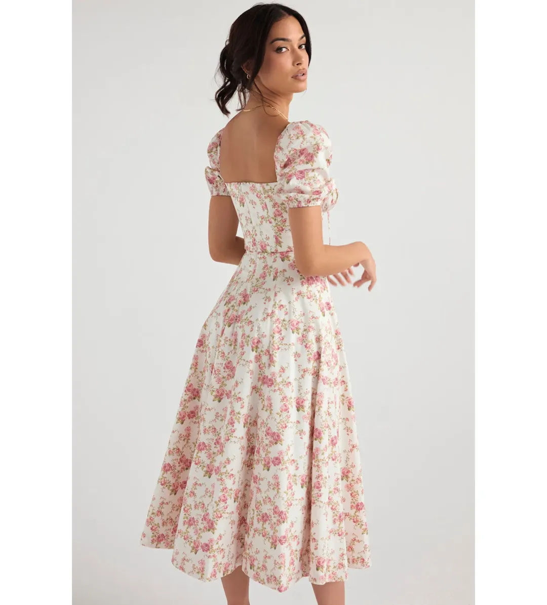 House of CB Tallulah Rose Print Puff Sleeve Midi Sundress Size 8 for rent on The Volte - main image
