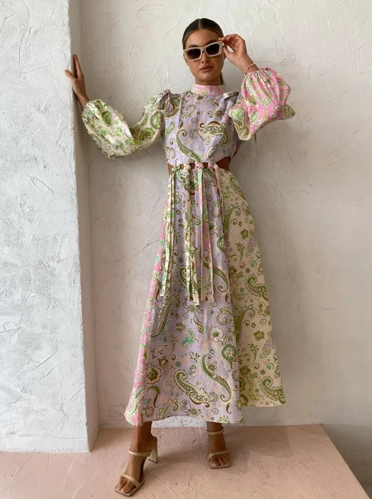 Alemais Marta Cutout Midi Dress In Multi Size 6 for rent on The Volte - main image