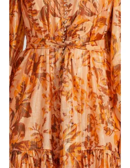 Acler Naples Maxi Dress in Orange Print Size 10 for rent on The Volte - image 4