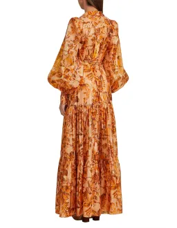Acler Naples Maxi Dress in Orange Print Size 10 for rent on The Volte - image 3