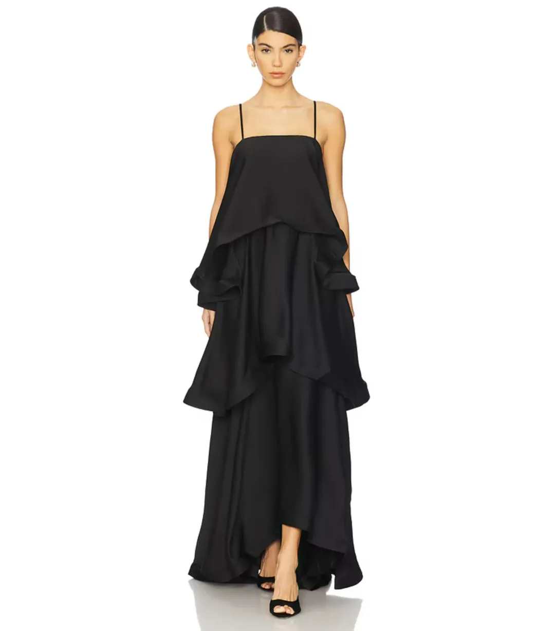 Elliatt Tilly Tiered Maxi Dress Black Size 6 for rent on The Volte - main image