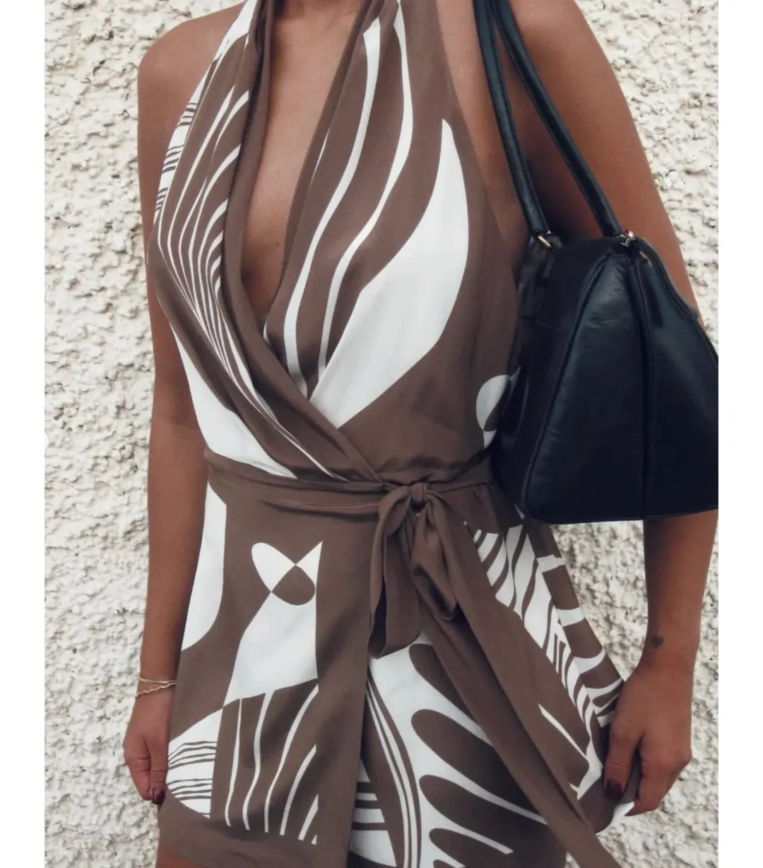 Sir the Label Almara Wrap Mini Dress Brown Espresso Size 10 for rent on The Volte - main image