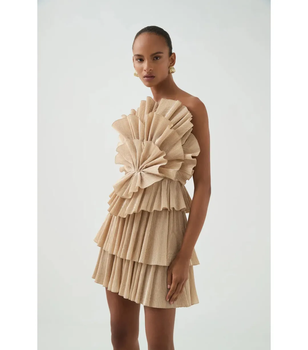 Aje Kyra Mini Dress Gold Size 10 for rent on The Volte - main image