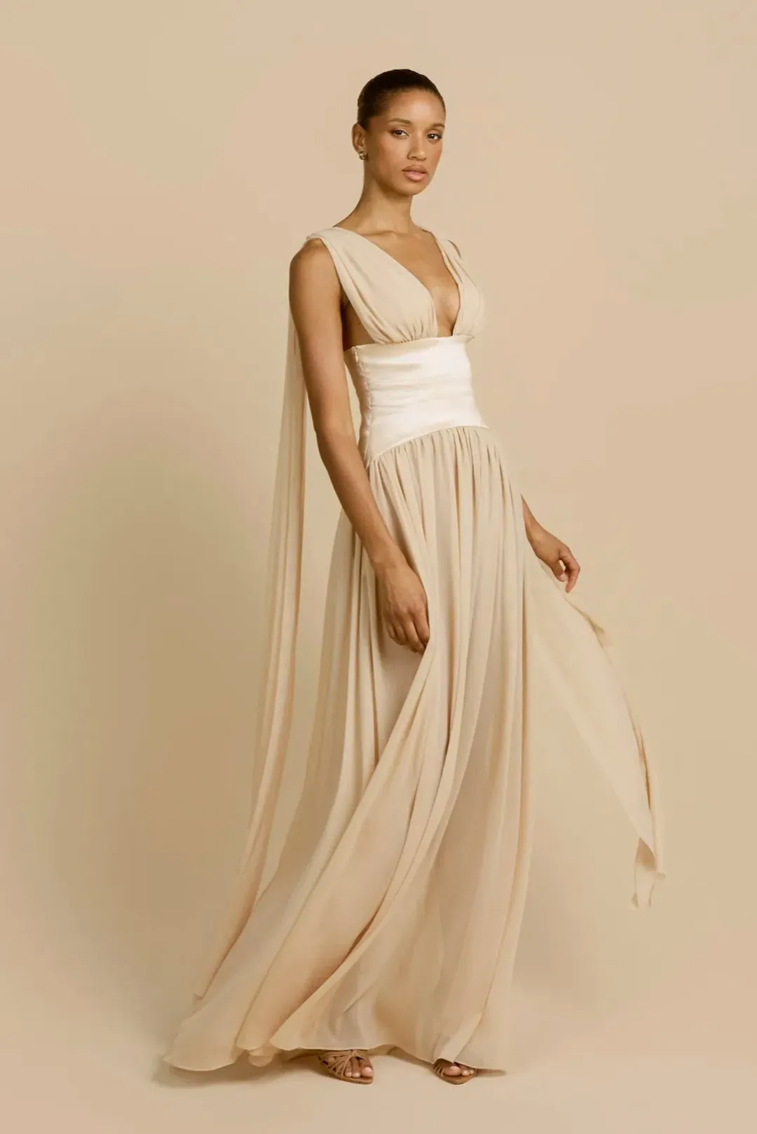 Arcina Ori Ramona Dress Champagne XS/AU6 for rent on The Volte - main image
