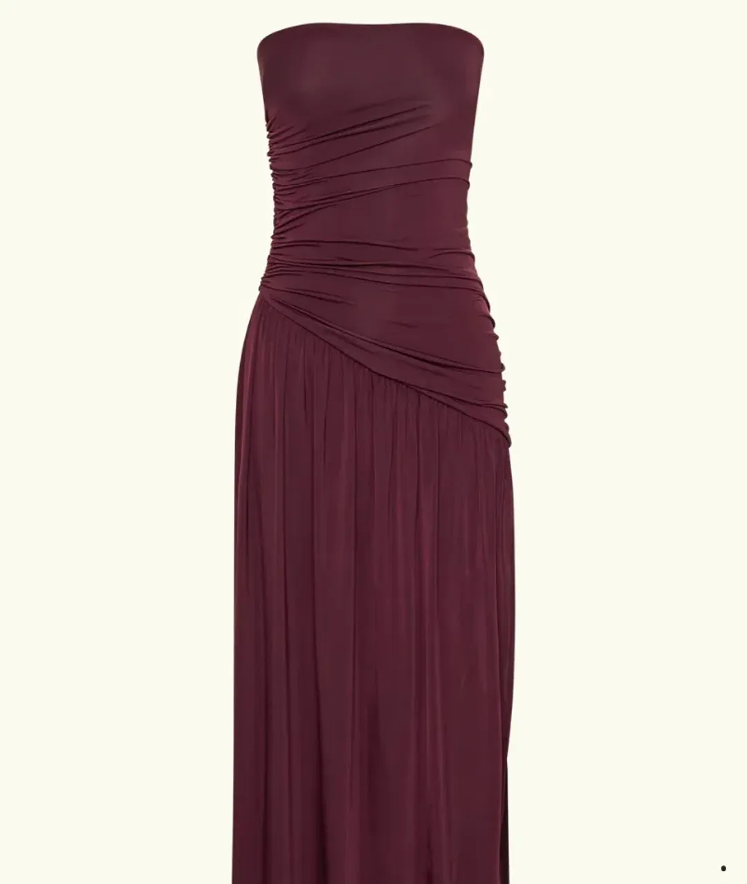 Meshki Bex Strapless Slinky Maxi Dress With Split in Burgundy Size AU10 for rent on The Volte - main image