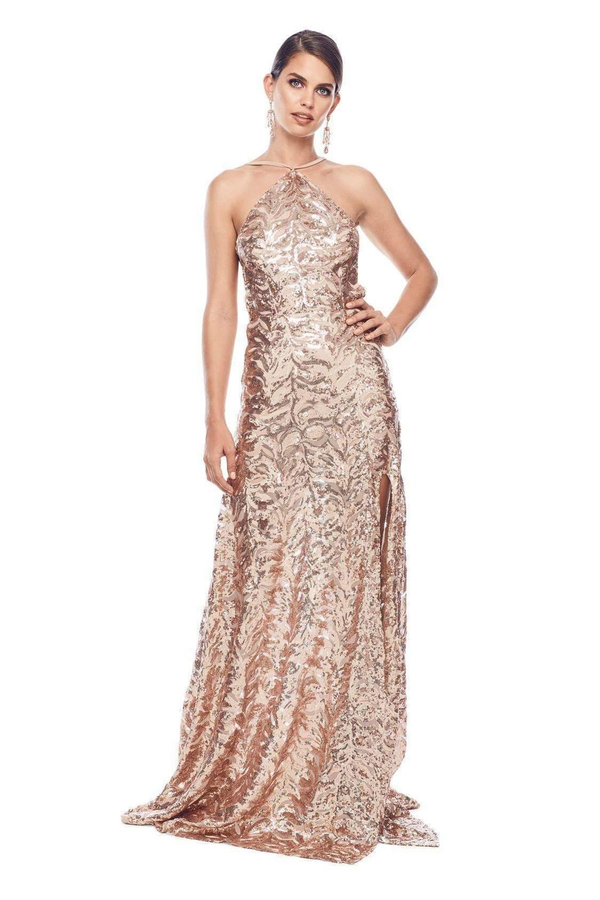 Alamour Almase Dress Rose Gold Size 6 for rent on The Volte - main image