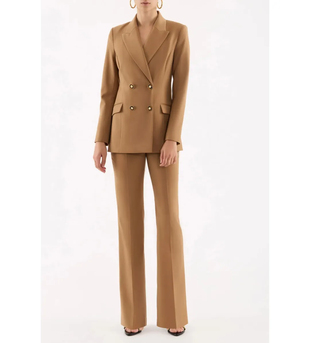 Rebecca Vallance Elsa Double Breasted Blazer and Tapered Pant in Camel Size AU10 for rent on The Volte - main image