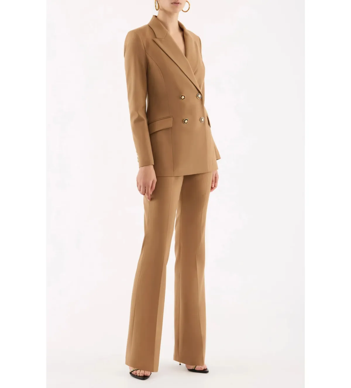 Rebecca Vallance Elsa Double Breasted Blazer and Tapered Pant in Camel Size AU10 for rent on The Volte - main image
