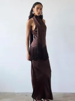 De La Vali Khamsin Maxi Dress in Cedar Silk Satin Size AU6 for rent on The Volte - image 2